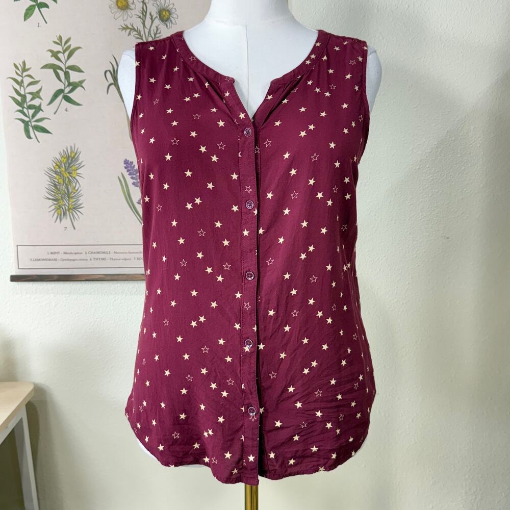 Red Star Print Sleeveless Top Whimsigoth Witchy Whimsy Twee Whimsitwee Tweemo M